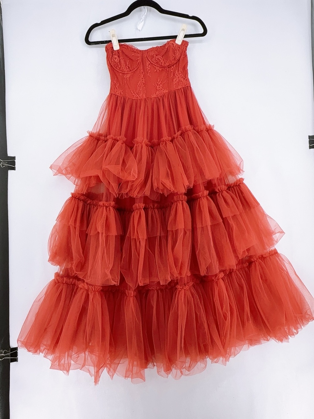 Vici Novara Strapless Tiered Tulle Maxi Dress  size s - Picture 5 of 11